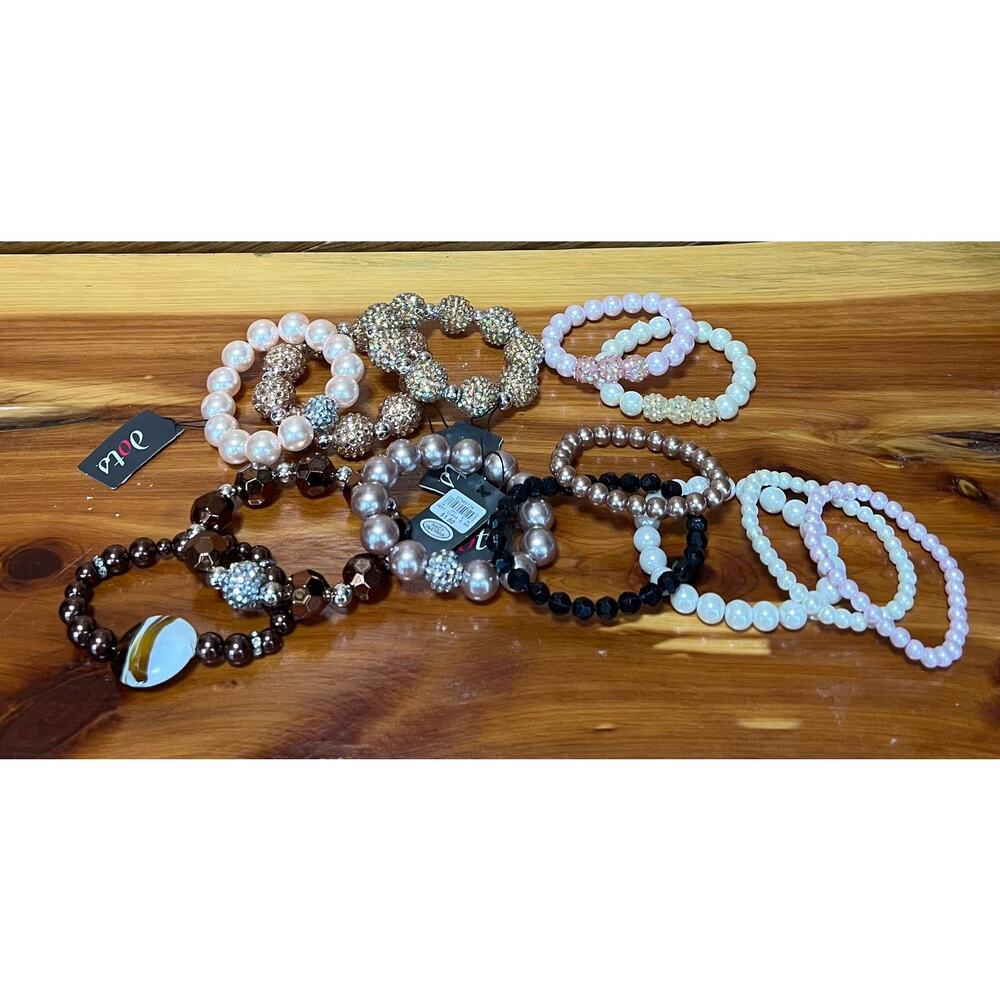 Large Lot DOTS Beaded Stretch Bracelets Costume Fashion Jewelry Glitter‎ Shimmer